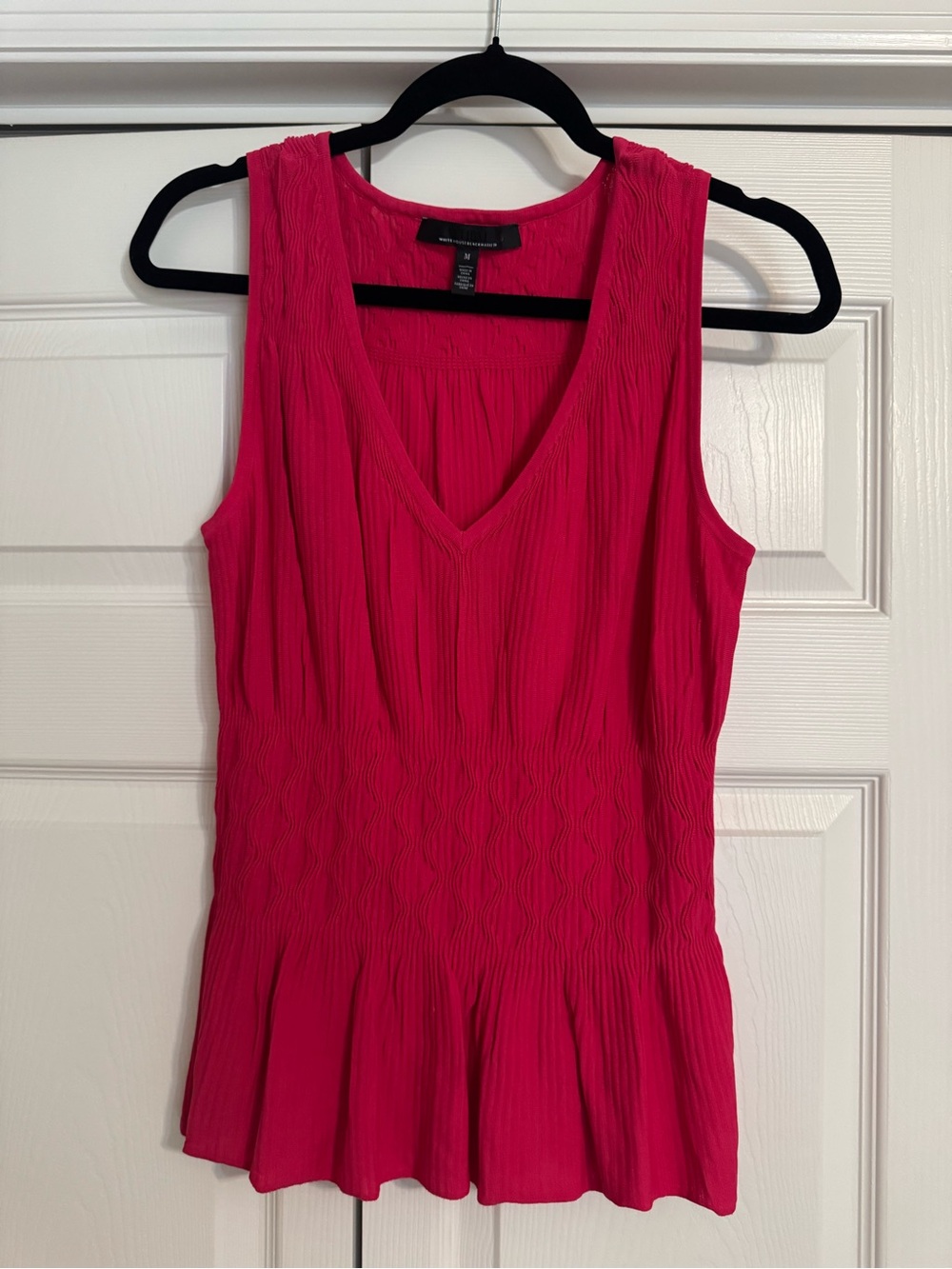 White House Black Market Bright Pink Sleeveless V-Neck Top